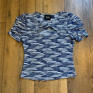 Maeve Navy and White Patterned Blouse